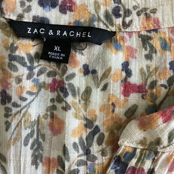 Zac & Rachel Floral Button-up Sleeveless Tie-Waist Top XL 151D - Picture 5 of 7